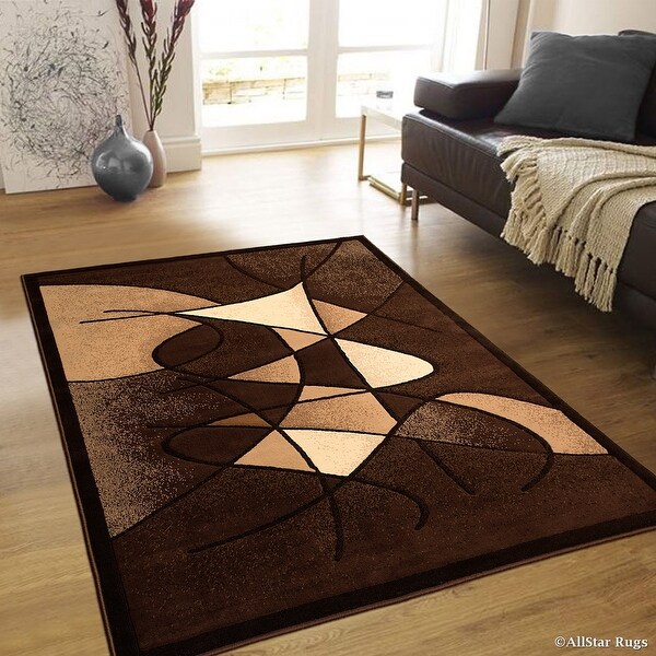 Allstar Brown Abstract Modern Area Carpet Rug (7' 10" x 10' 2")