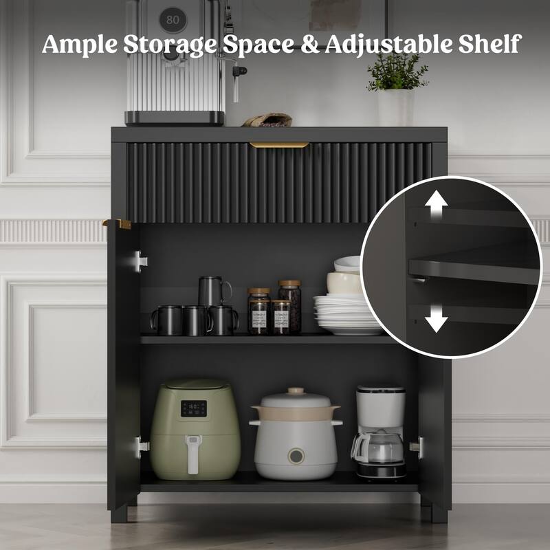 28"Sideboard Kitchen Buffet Cabinet with Drawer and Adjustable Shelf