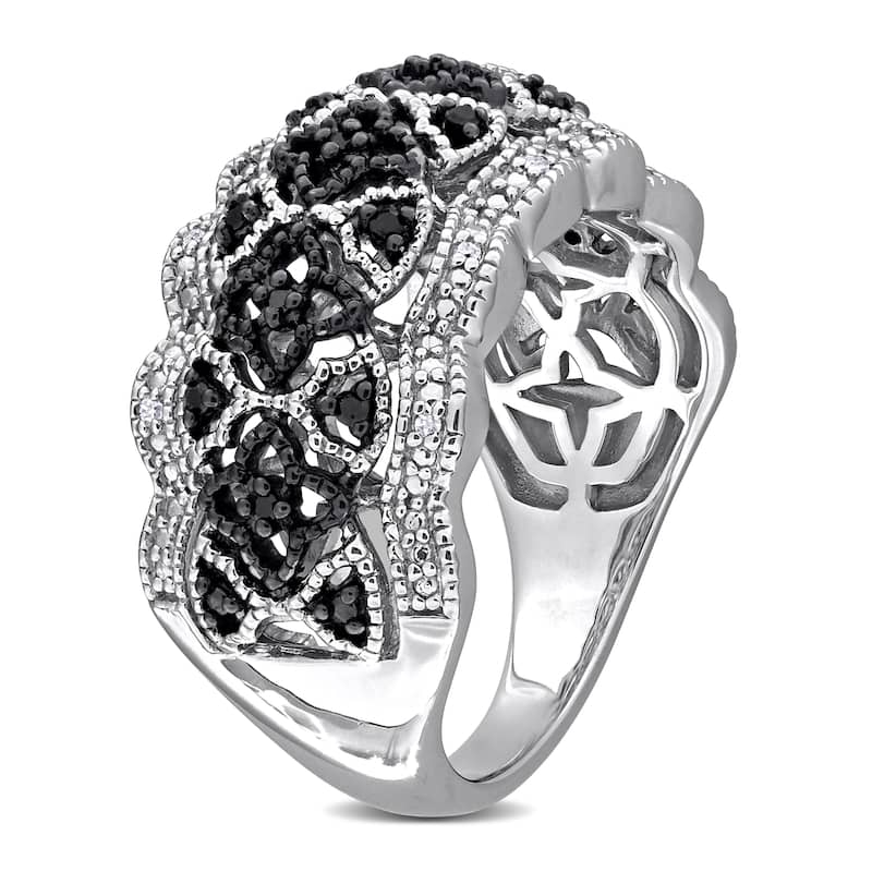 Miadora 1/10ct TW Halo Diamond Vintage Ring Sterling Silver