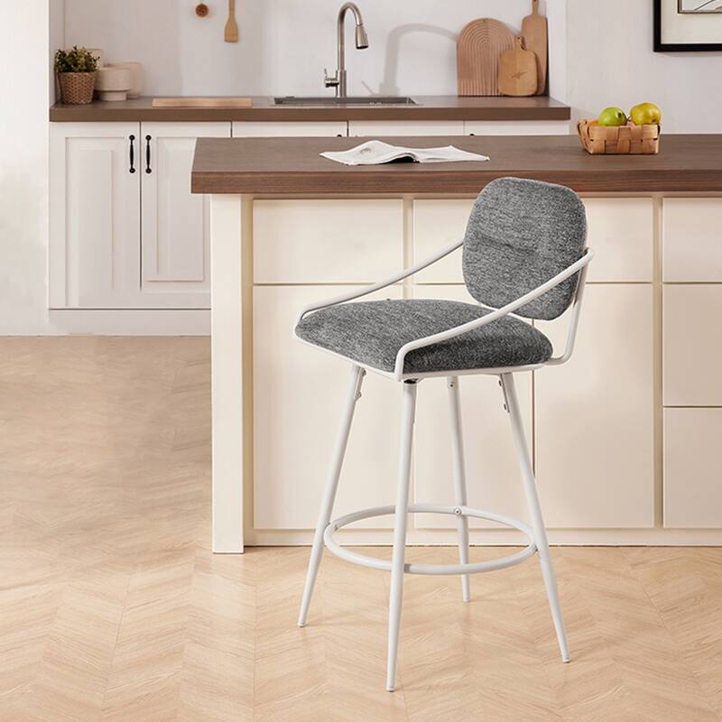 Art Leon Mid-century Modern Fabric Swivel Barstool