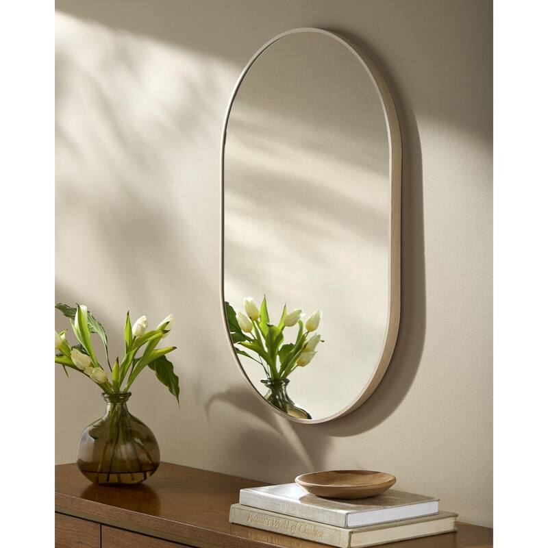 Livabliss Aranya Modern Aluminum Oval Pill-Shaped Accent Mirror