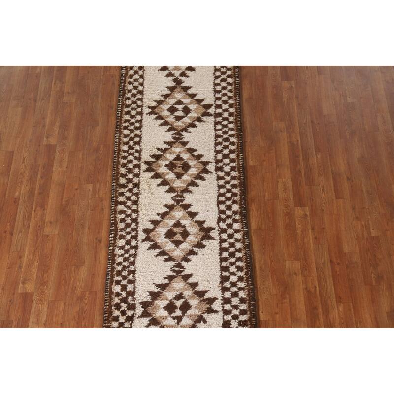 Anatolian Beige Turkish Runner Rug Handmade Oriental Wool Carpet - 2'8"x 10'8"