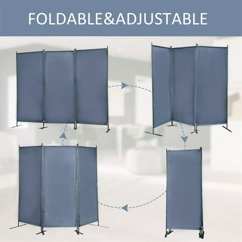 3 Panel Folding Privacy Screen Portable Wall Partition, 6 Ft Divider