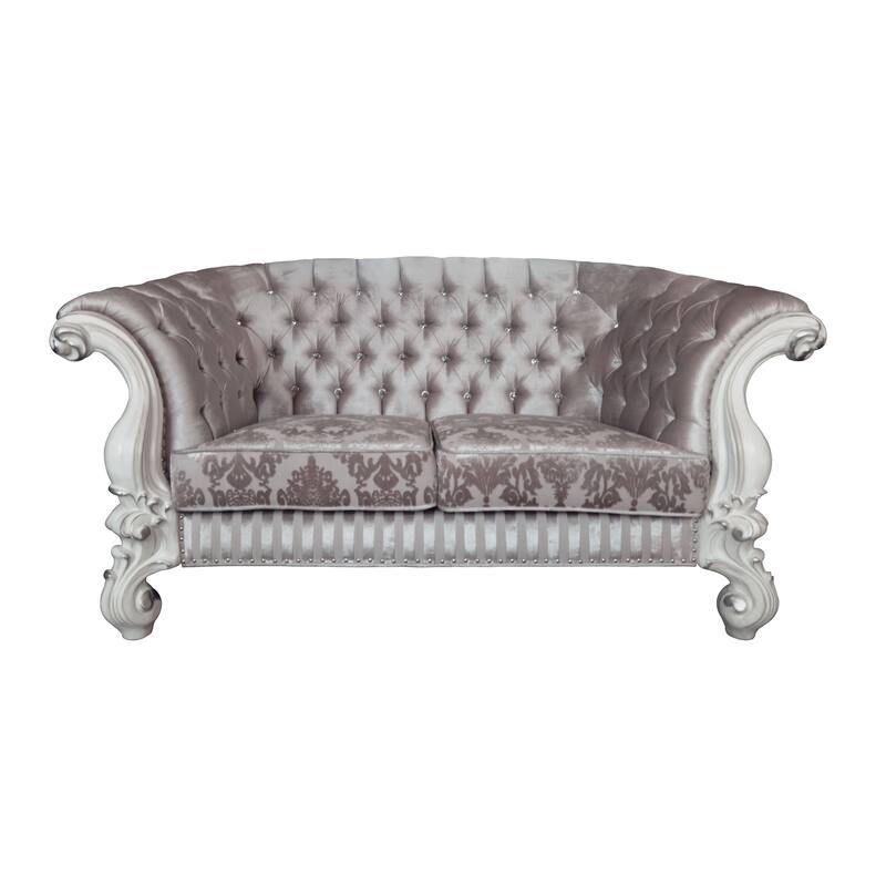 Calvert Ivory and Bone White Loveseat with Oversized Scrolled Leg