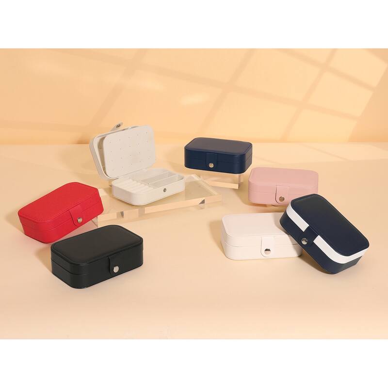 Travel Jewelry Box, Small Portable PU Leather Jewelry Organizer Case Storage Display Holder - 16x11x5cm