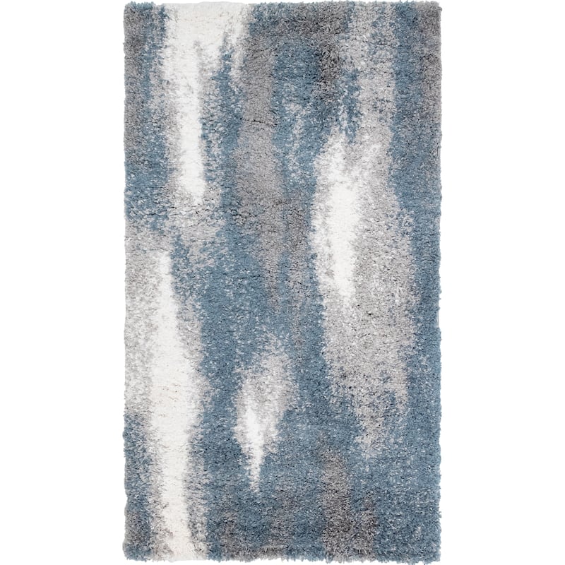 Noori Rug Lux Baxter Abstract 2-Inch Shag Rug - 2'11" x 4'11" - Blue/Grey