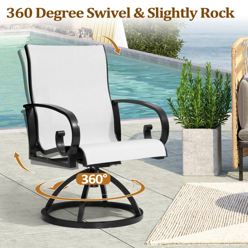 Pellebant Outdoor Aluminum Patio Swivel Dining Chairs Sunbrella