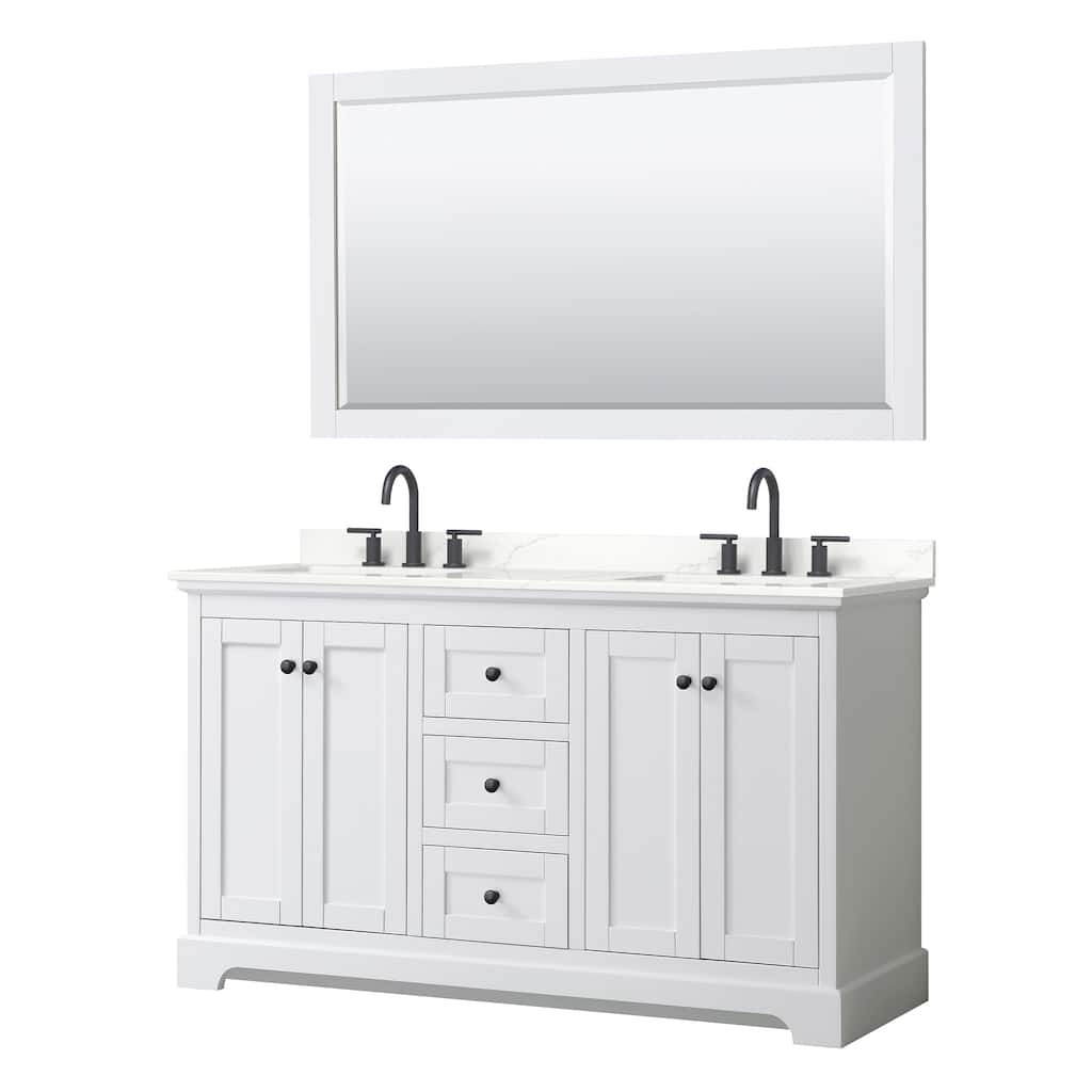 Avery 60-inch Double Vanity, Quartz Top, 58-inch Mirror