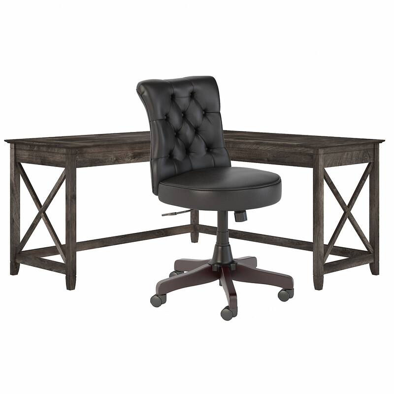 Key West 60W L-Desk with Tufted Office Chair by Bush Furniture