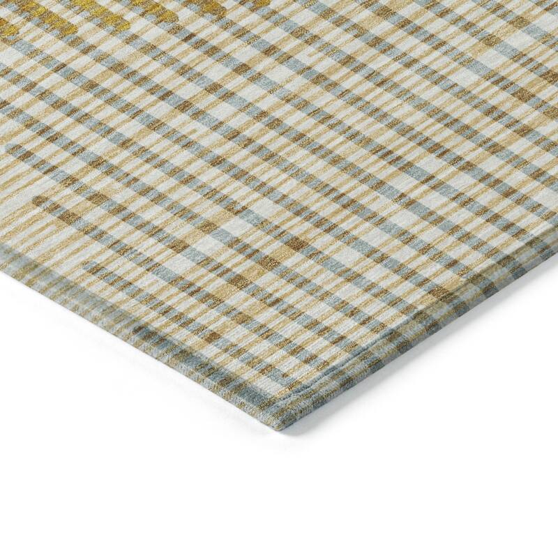 Machine Washable Indoor/ Outdoor Abstract Stripe Chantille Rug