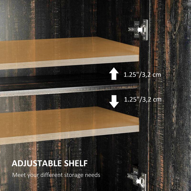 Farmhouse Barn Door Accent Cabinet, Kitchen Sideboard Storage Cabinet with Double Doors, Drawer, and Adjustable Shelf