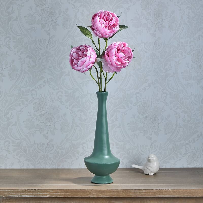 21" Lovely Peony Stem Set of 3 - Cranberry
