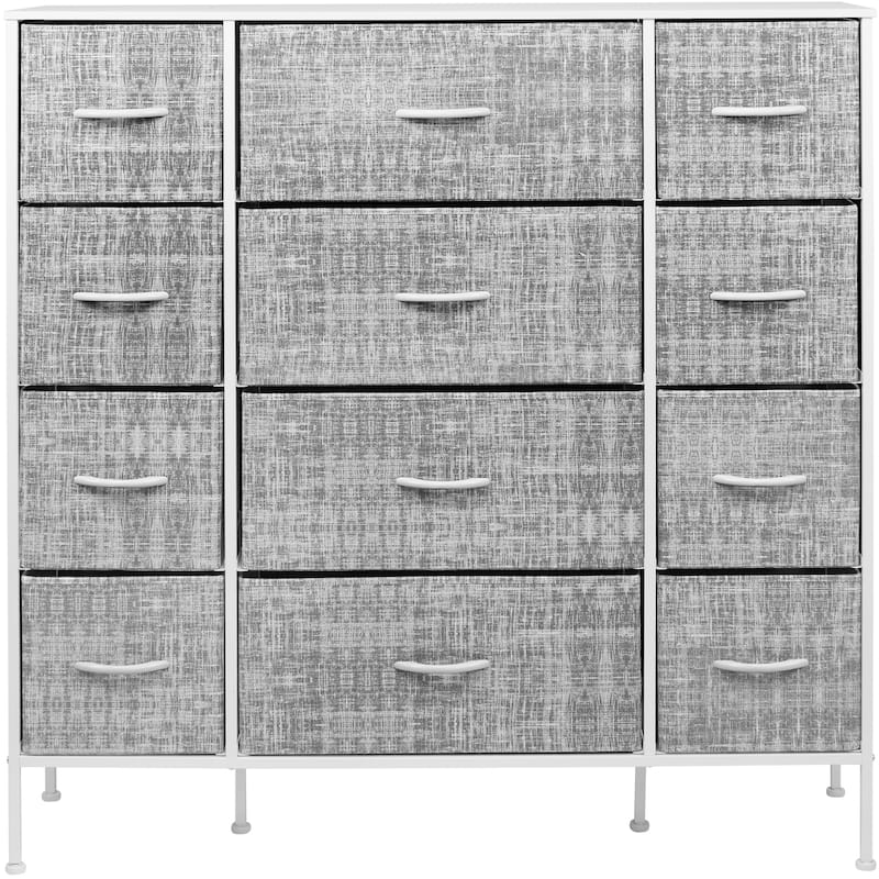 Sorbus Extra-large Steel and Grey Fabric 12-drawer Dresser