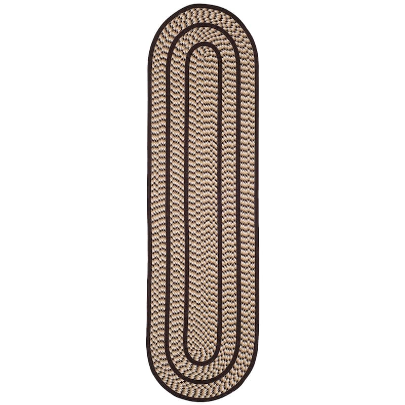 SAFAVIEH, Handmade Braided Jinela Country Rug - 2'3" x 8' Oval - Ivory/Dark Brown