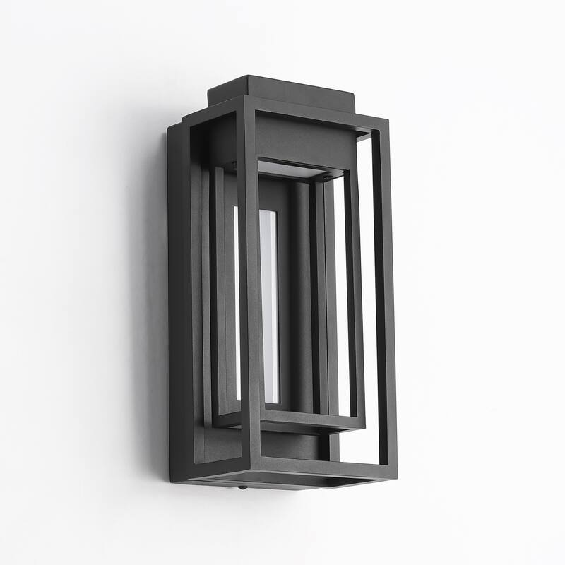 6.5" W 1-Light Modern Industrial Black Rectangle Aluminum Integrated LED Outdoor Wall Sconce