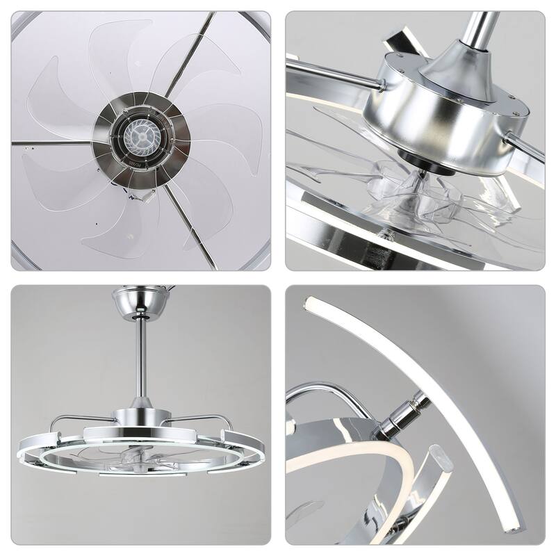 Oaks Aura DeClue 24in. 6 DIY-Shape Smart Ceiling Fan with Light,Cyberpunk Futuristic 6-Speed Quiet Ceiling Fan w/ Remote