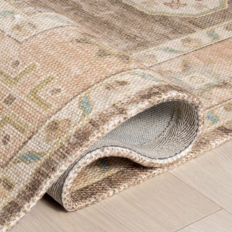 Fawn Medallion Wool and Cotton Area Rug