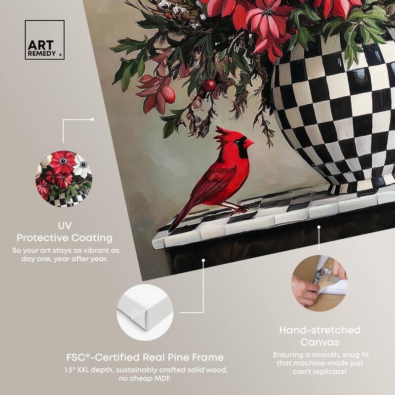 Checkerboard Vase Blooms I Canvas by Art Remedy, Gallery Wrapped