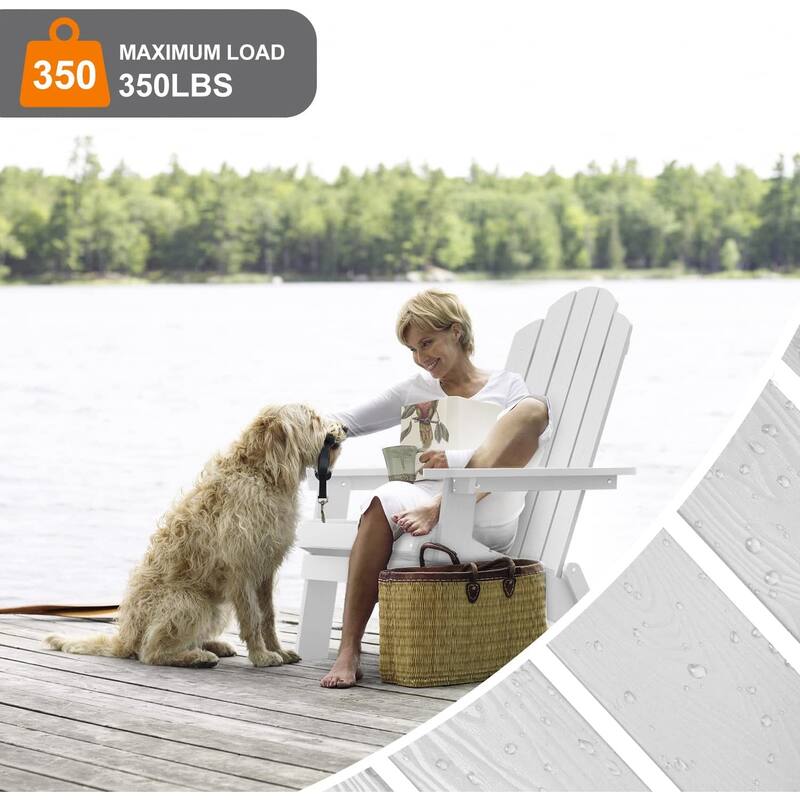 WINSOON 3-Piece All Weather HIPS Outdoor Folding Adirondack Chairs and Table Set