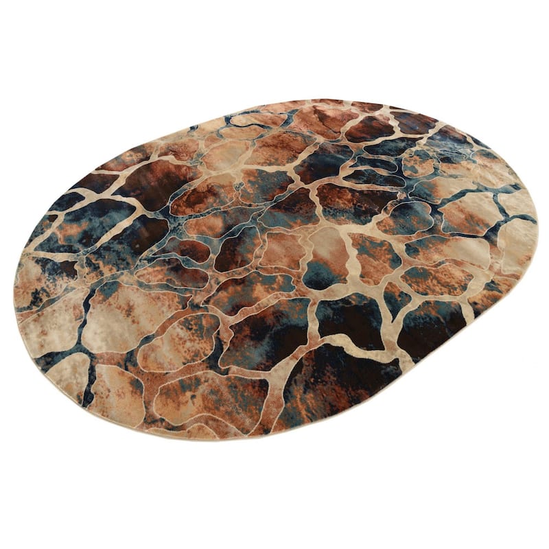 Contemporary Harrogate Collection Area Rug - Brick Red - 6'1"x9' Oval