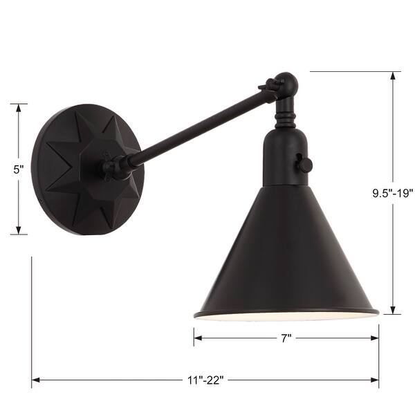 Morgan 1-light Matte Black Wall Mount - 7'' W x 11'' H x 17'' D