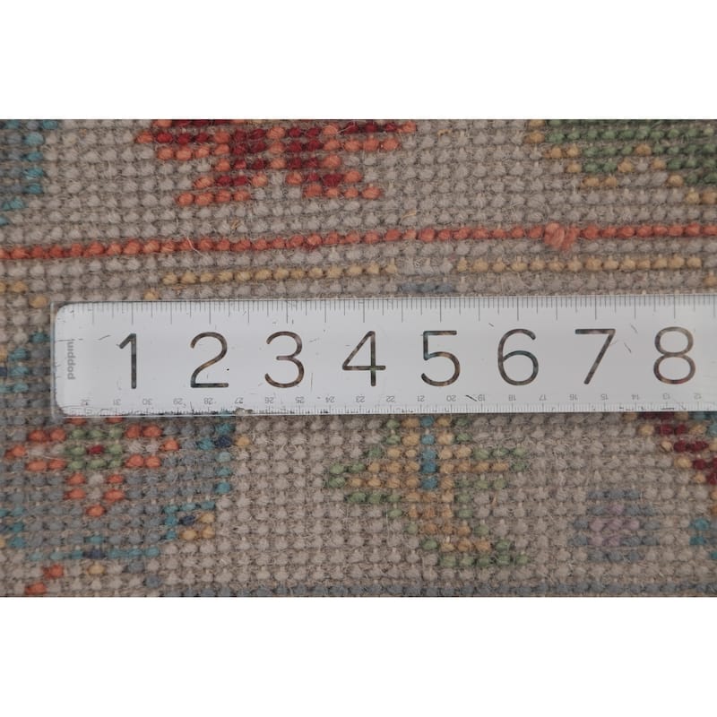 Transitional Floral Oushak Accent Rug Hand-Knotted Grey Wool Carpet - 2'8"x 5'11"