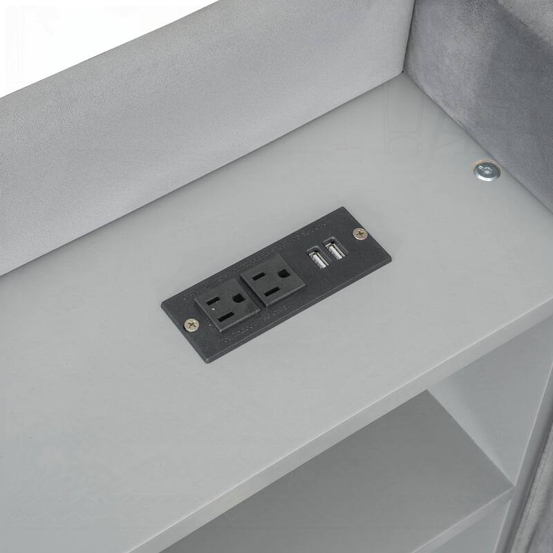Upholstered Daybed with Trundle and Storage Shelves