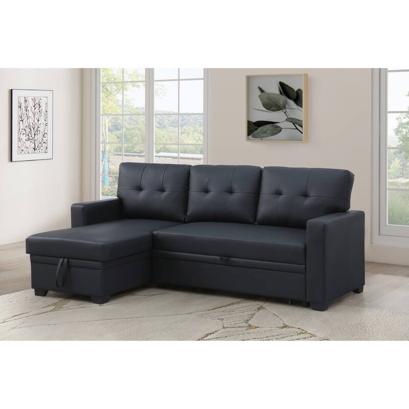 Convertible Upholstered Sectional Sofa With Pull-Out Chaise