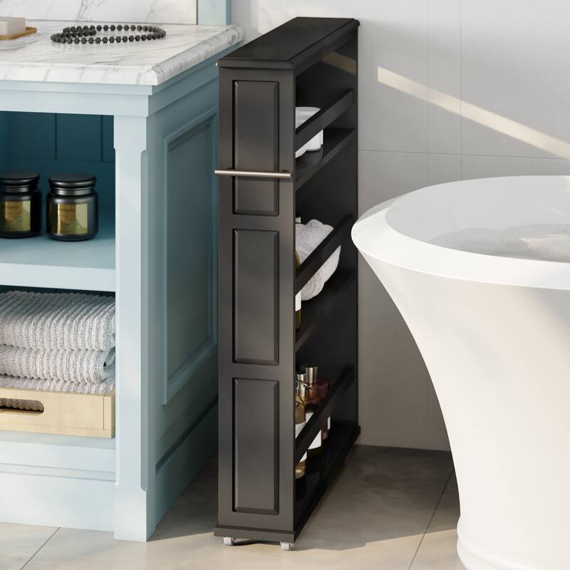Lavish Home 4 Tier Slim Rolling Storage Cart with Handle and Wheels