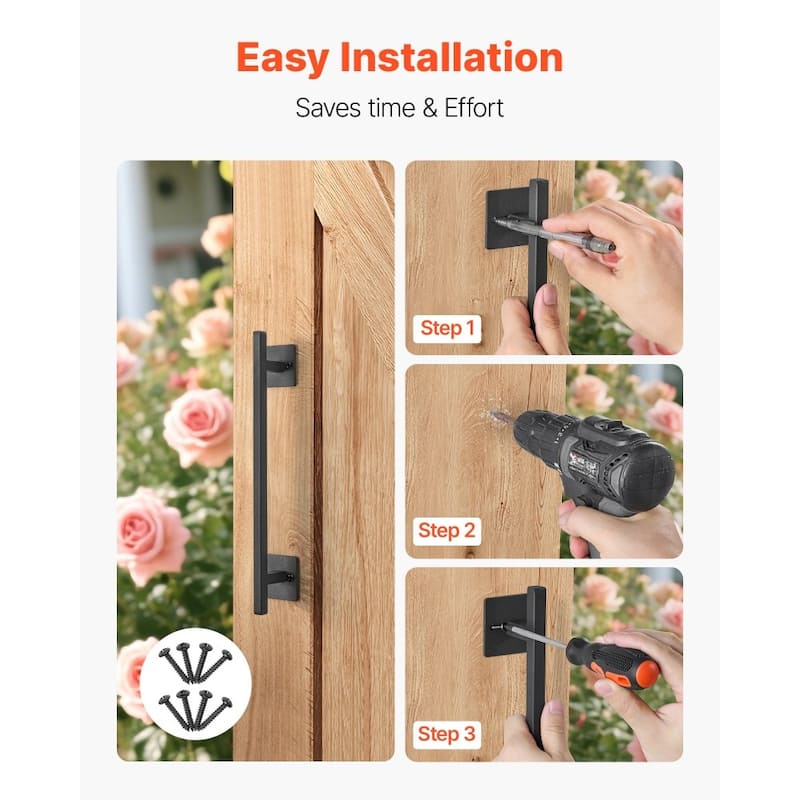 Black Carbon Steel Fence Door Handle 12.6in Ergonomic and Durable