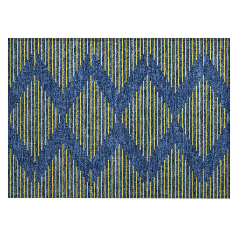 Machine Washable Indoor/ Outdoor Contemporary Geo Chantille Rug