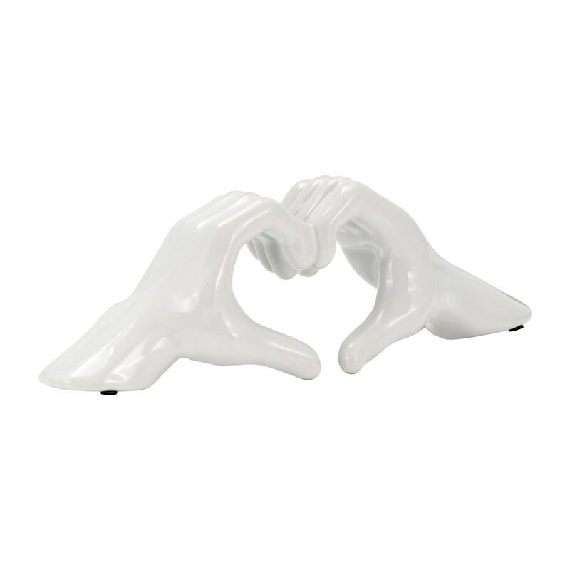 Sagebrook Ceramic Heart Shaped Hands Statue - 14" x 4" x 5" - White