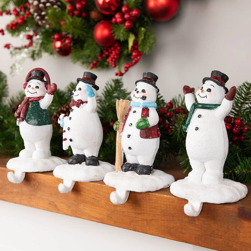 Winter Ready Glitter Snowman Christmas Stocking Holders - 7" - Set of 4