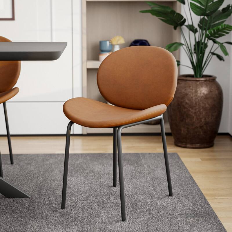Leather Dining Side Chair with Powder-Coated Iron Legs Servos Series