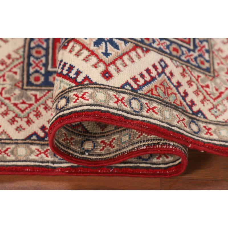 Red Kazak Foyer Rug Hand-Knotted Traditional Wool Carpet - 3'1" x 3'9"