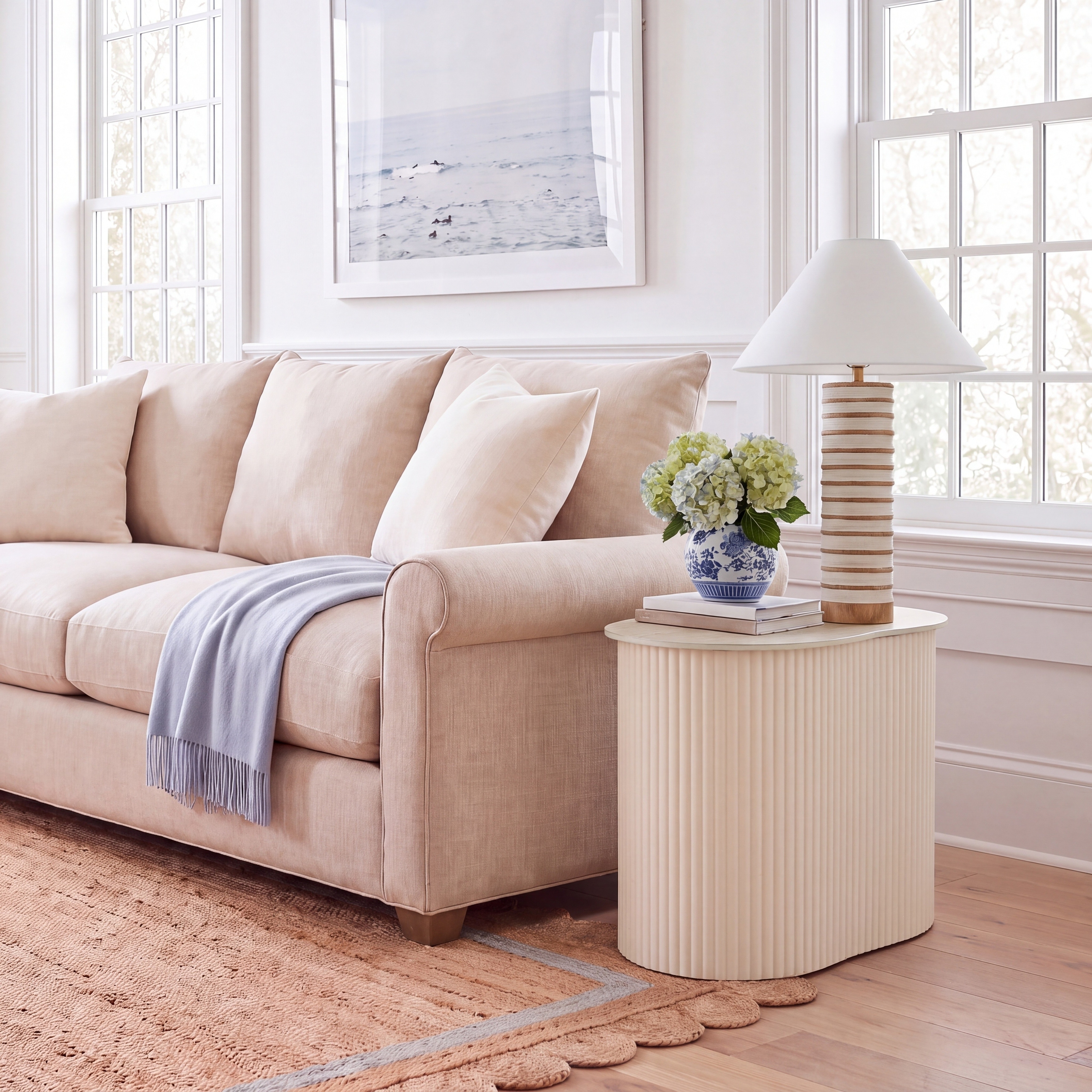 SAFAVIEH Mtp Glam Ceramic Side Table, Beige Ceramic, Fully Assembled - 28"W x 18"D x 17"H