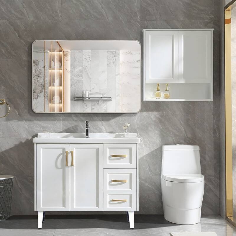 30x40 Inch Metal Framed Rectangular Rectangular Bathrrom Mirror