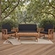 preview thumbnail 75 of 117, SAFAVIEH Fontana 4-piece Acacia Solid Wood Outdoor Conversation Patio Set Natural/Black Cushion