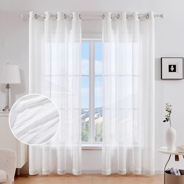 slide 2 of 31, Deconovo Bedroom Crepe Solid Sheer Voile Curtain (2 Panels)