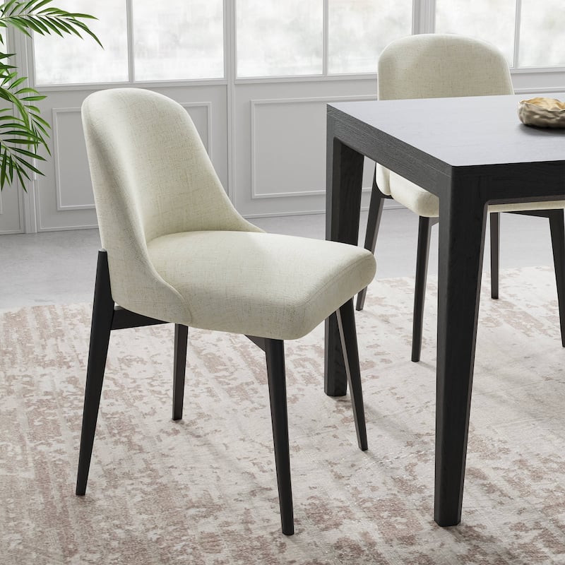 Drum Willin Upholstered Modern Dining Chairs Set of 2 - Black