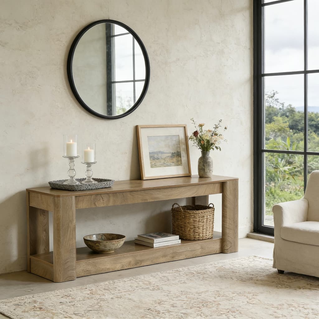 63" Narrow Farmhouse Console Table, Sofa Table for Behind Couch & Entryway