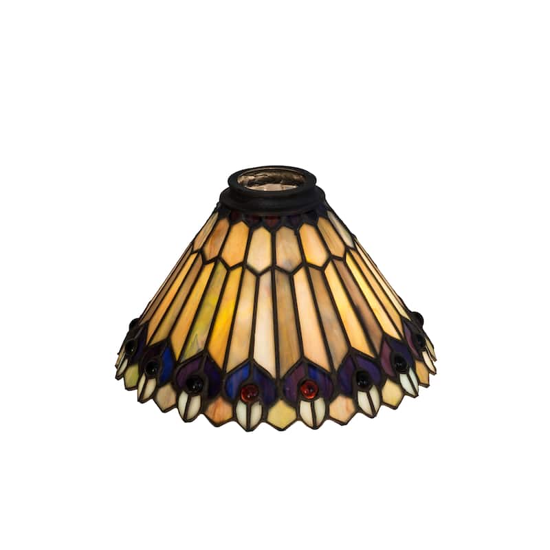 8 In. Wide Tiffany Jeweled Peacock Shade