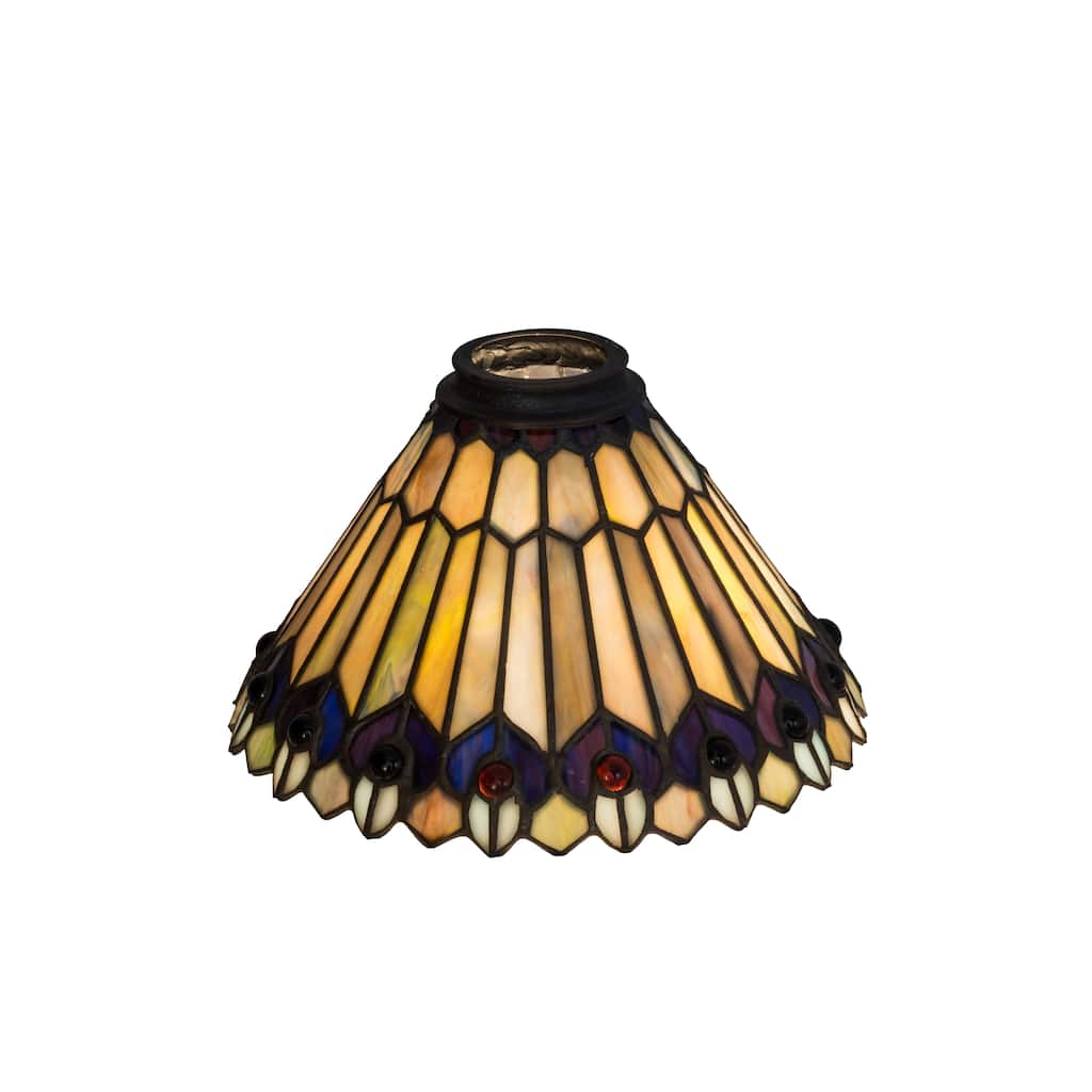 8 In. Wide Tiffany Jeweled Peacock Shade