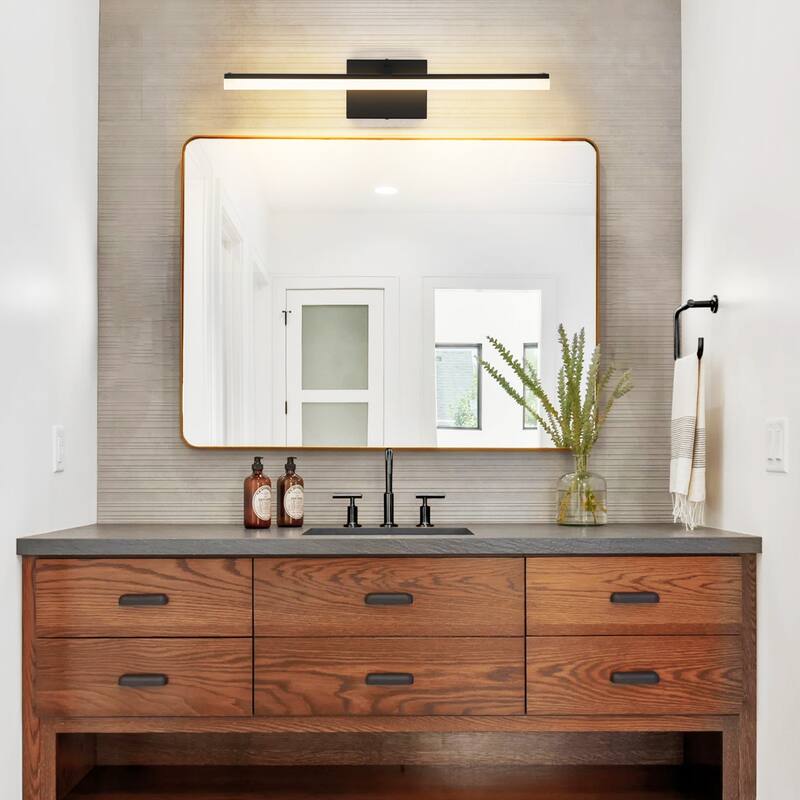 1-Light Modern Gold/ Black Linear LED Bathroom Vanity Light Indoor 3000K Wall Light