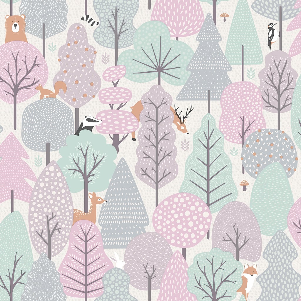 Chesapeake Quillen Pink Forest Wallpaper - 20.9 x 396 x 0.025