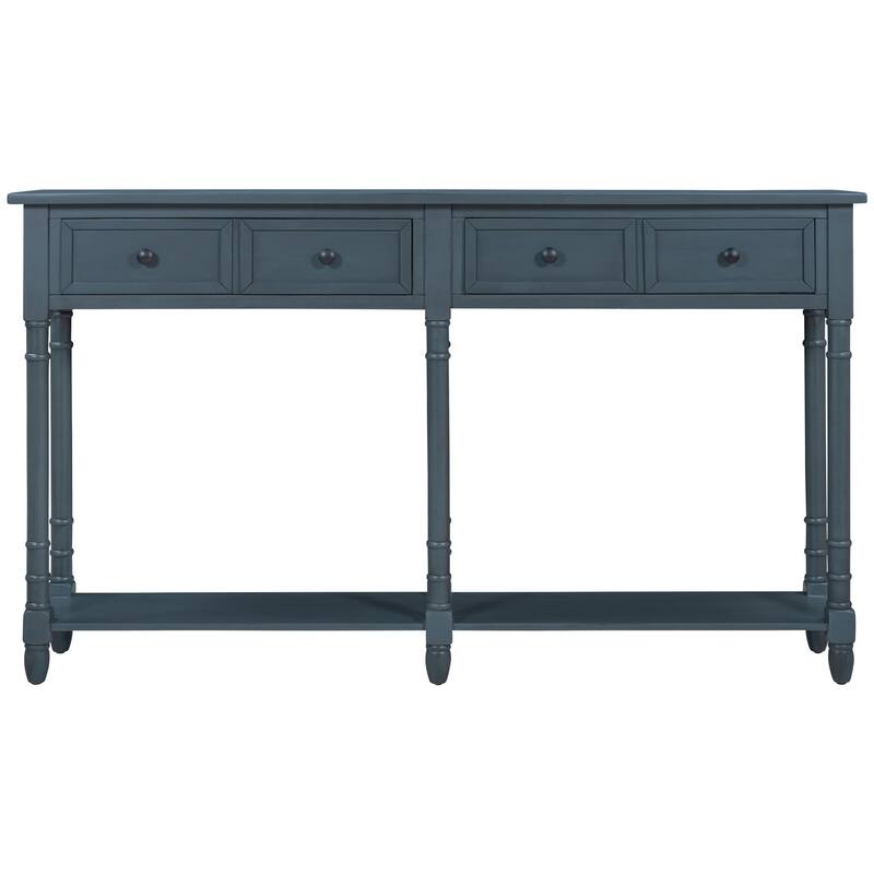 Console Table Sofa Table Easy Assembly with Two Storage Drawers and Bottom Shelf for Living Room, Entryway