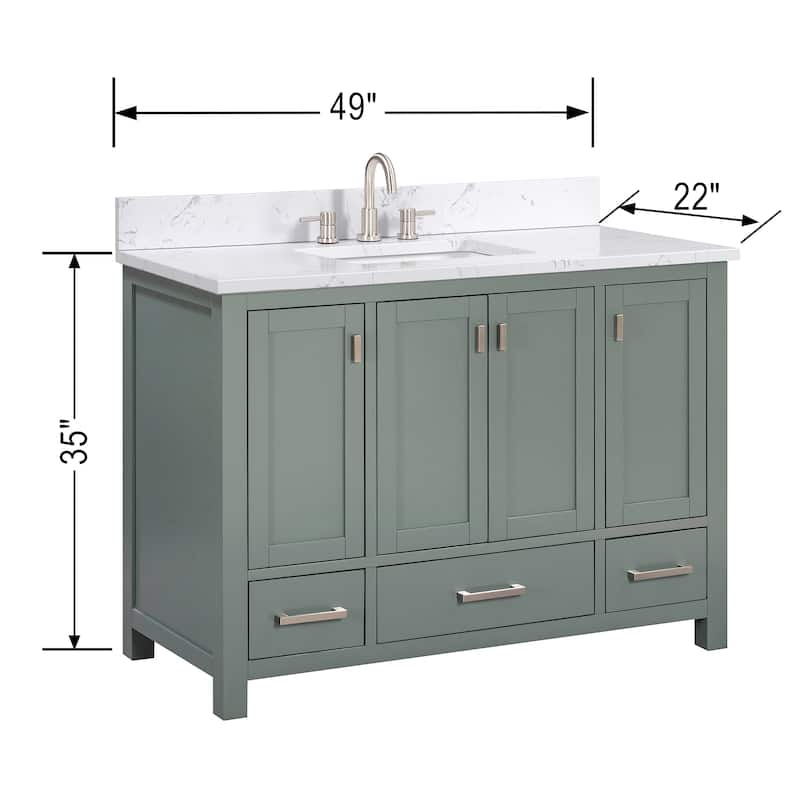 Avanity Modero 48 in. Single Sink Bathroom Vanity with Engineered Stone Top - 49"W x 22"D x 35"H