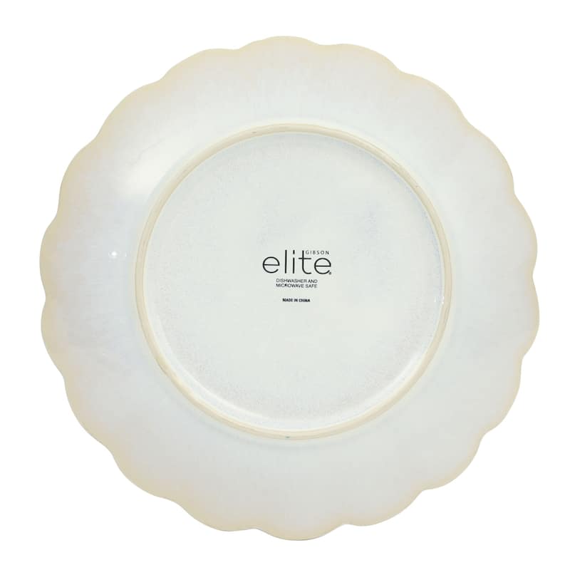 Gibson Elite Malibu Shore 16 Piece Scallop Stoneware Reactive Glaze (Service for 4) Ceramic Plates and Bowls Dinnerware Set