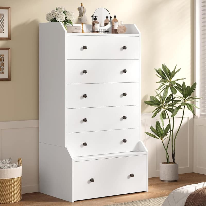 Tall 6 Drawer Dresser Dresser for Bedroom Vertical Dressers Chest of Drawers