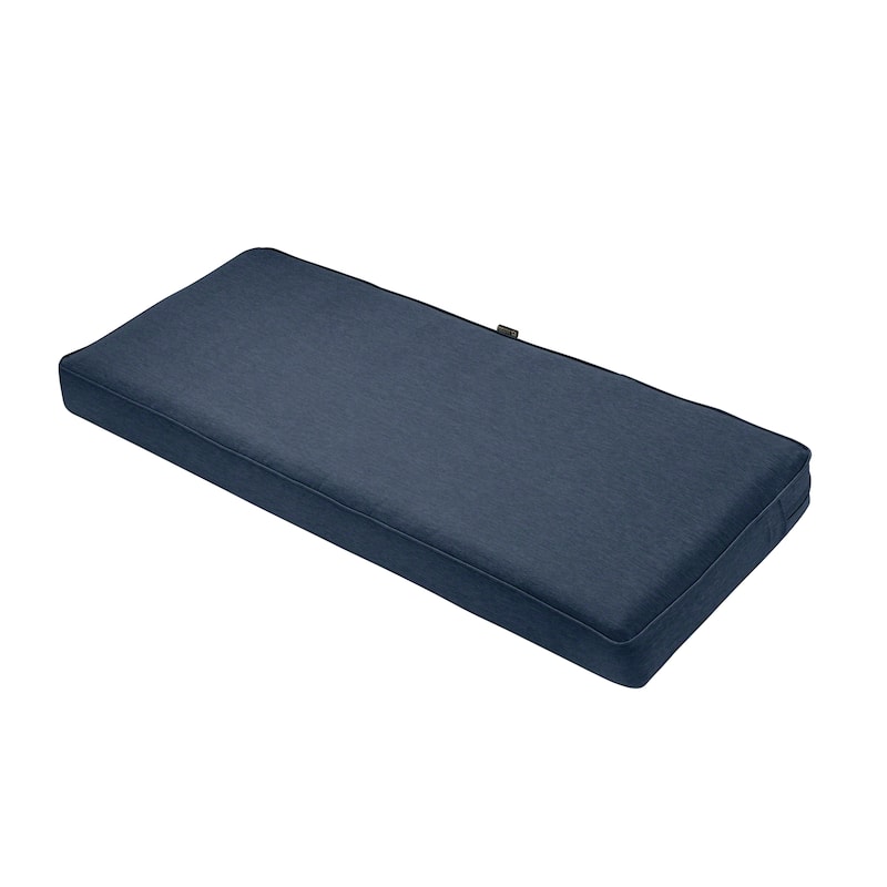 Classic Accessories Montlake FadeSafe Water-Repellent Outdoor Bench Cushion, 54"Wx18"Dx3"T - heather indigo blue
